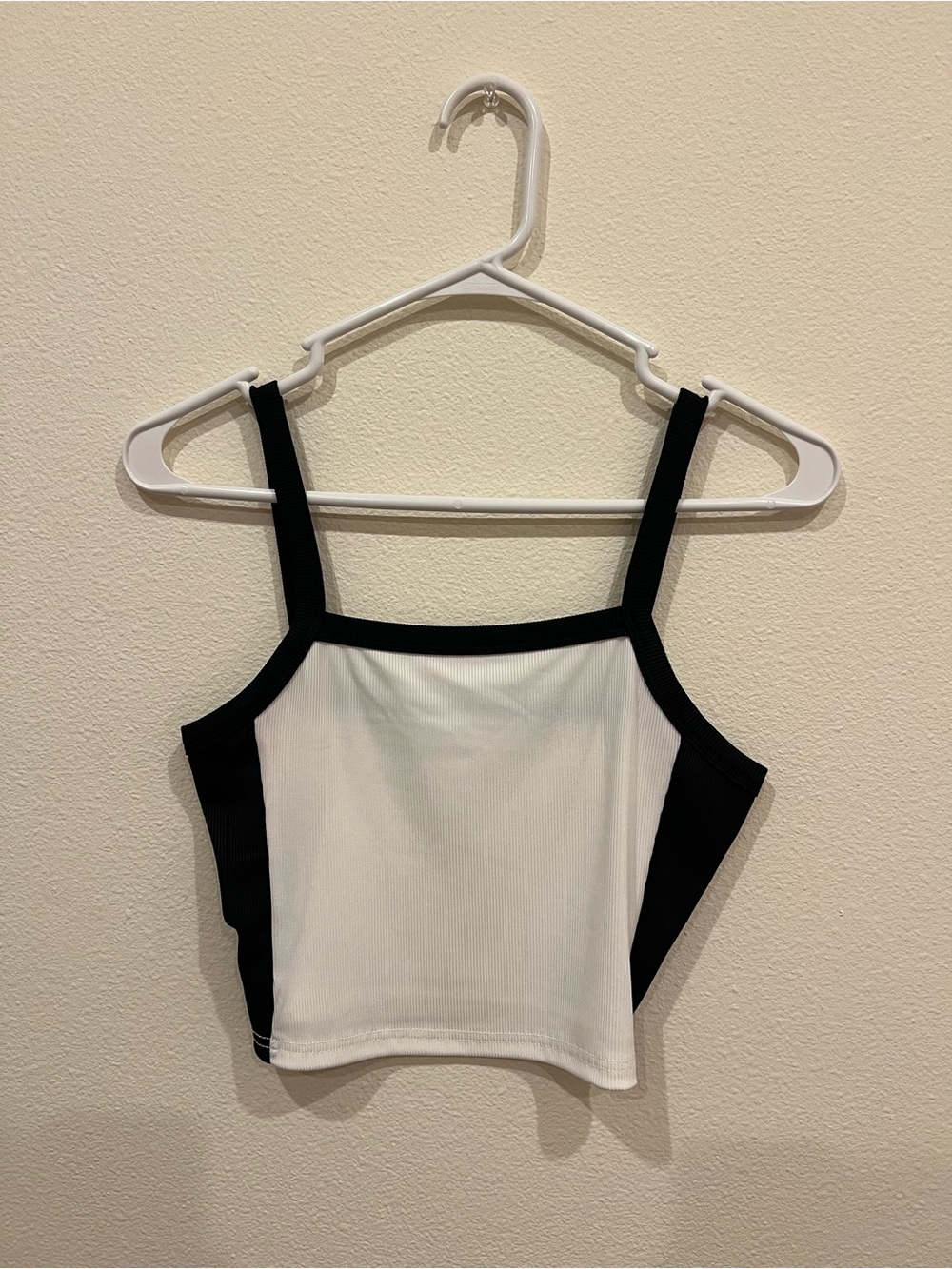 SHEIN Black & White Ribbed Square Neck Crop